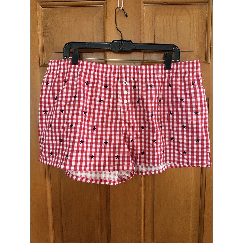 Women's Zoe + Liv American Gingham Star Graphic Pull-On Shorts XL NWT Cotton
